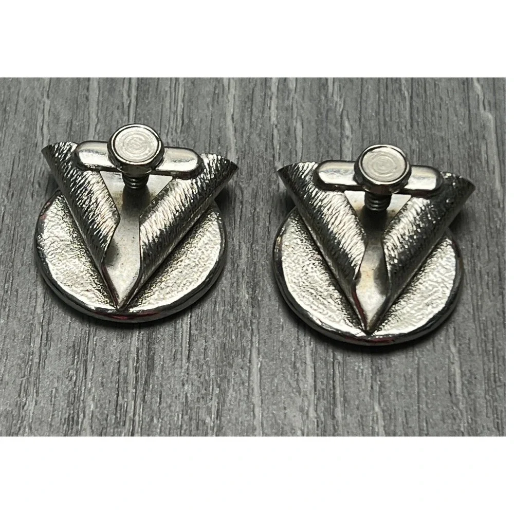 Vintage Square Dance Couple Collar Tips Silver Tone Western Screw Back Accessory